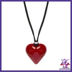 Romantic Chic Ruby Red Heart Pendant Necklace